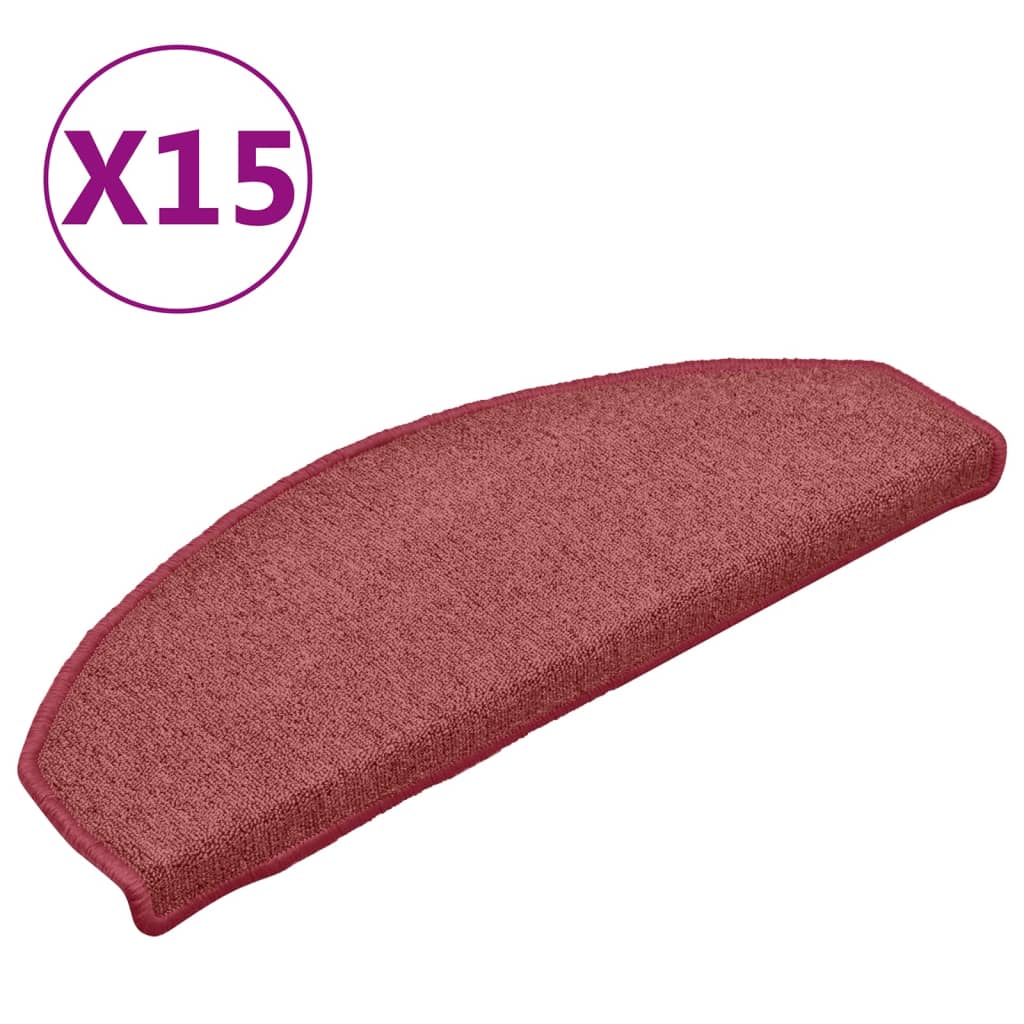 Prostirke za stepenice 15 kom 65x24x4 cm Bordo poluokrugle velike