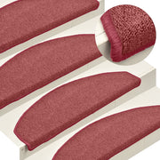 Prostirke za stepenice 15 kom 65x24x4 cm Bordo poluokrugle velike