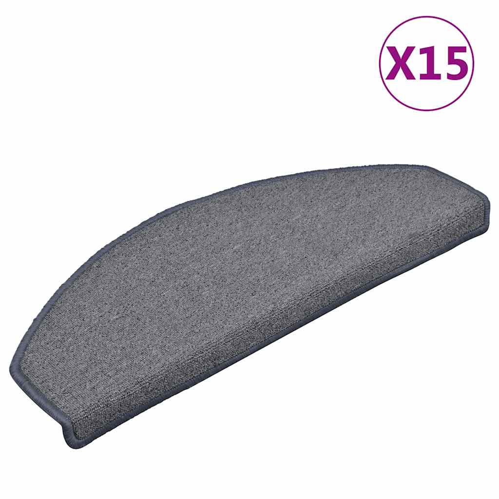 Prostirke za stepenice 15 kom 65x24x4 cm svijetlo sive i plave poluokrugle velike