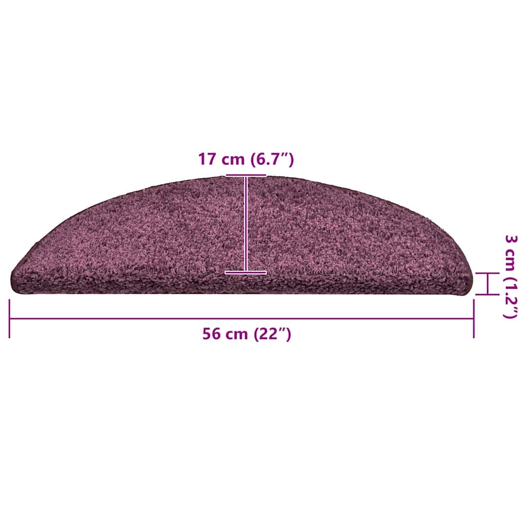 Prostirke za stepenice 15 kom 56x17x3 cm tamnoljubičaste poluokrugle