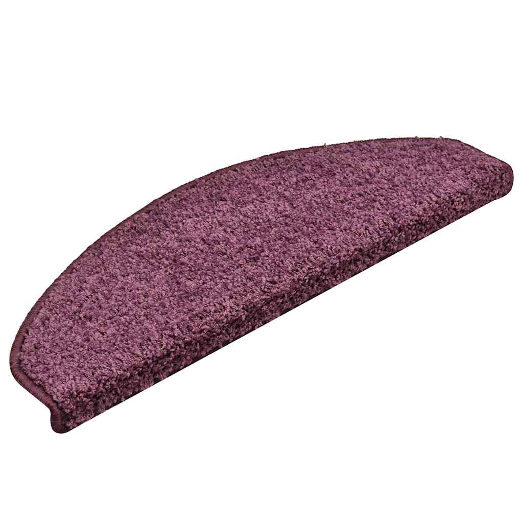 Prostirke za stepenice 15 kom 65x21x4 cm tamnoljubičaste poluokrugle velike