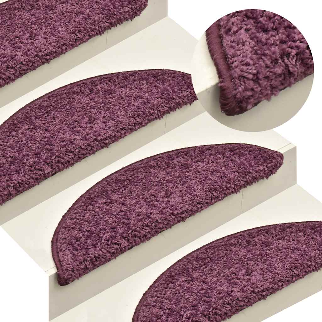 Prostirke za stepenice 15 kom 65x21x4 cm tamnoljubičaste poluokrugle velike