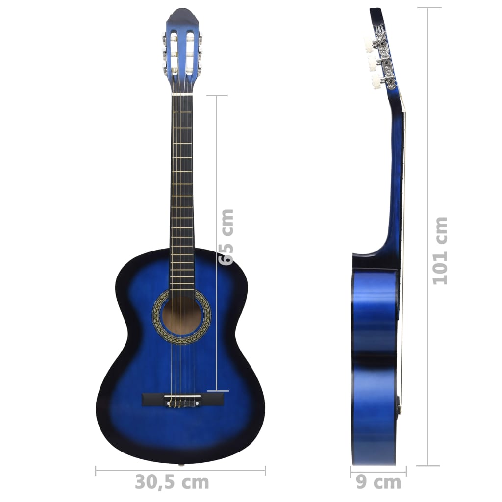 Klasična gitara za početnike s torbom plava 4/4 39 "
