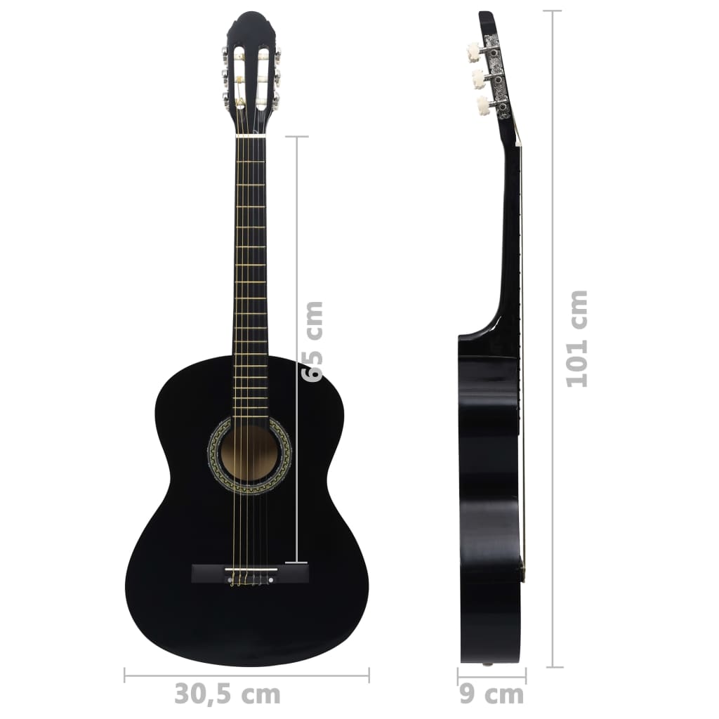 Klasična gitara za početnike s torbom crna 4/4 39 "