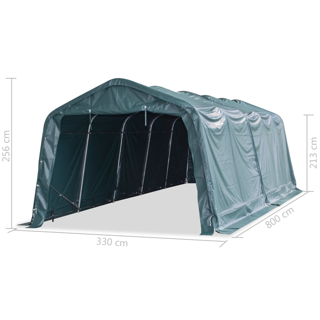 Uklonjivi šator za stoku PVC 550 g/m² 3,3 x 8 m tamnozeleni