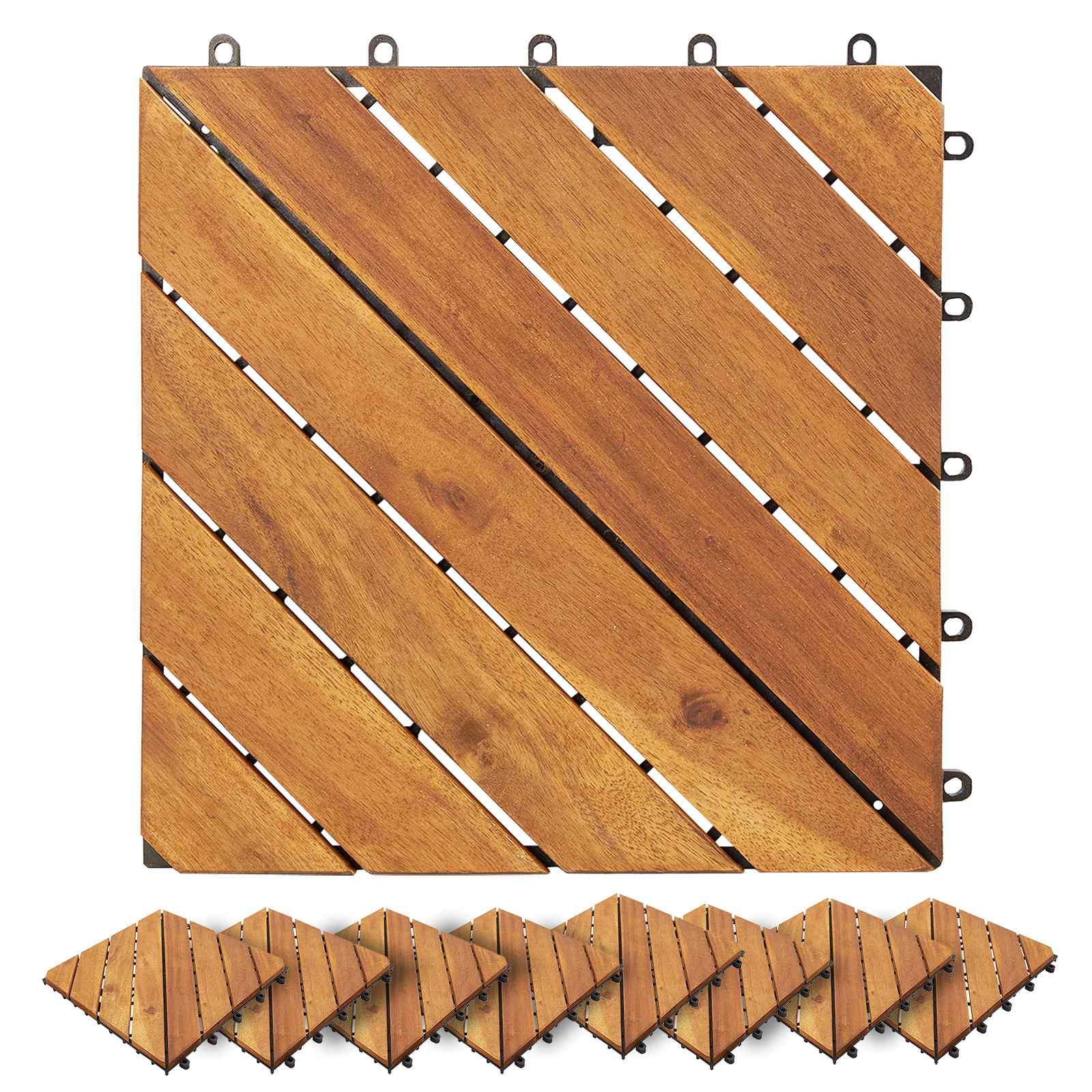 Pločice za decking 10 pcs Smeđa 30 x 30 cm Acacijsko drvo