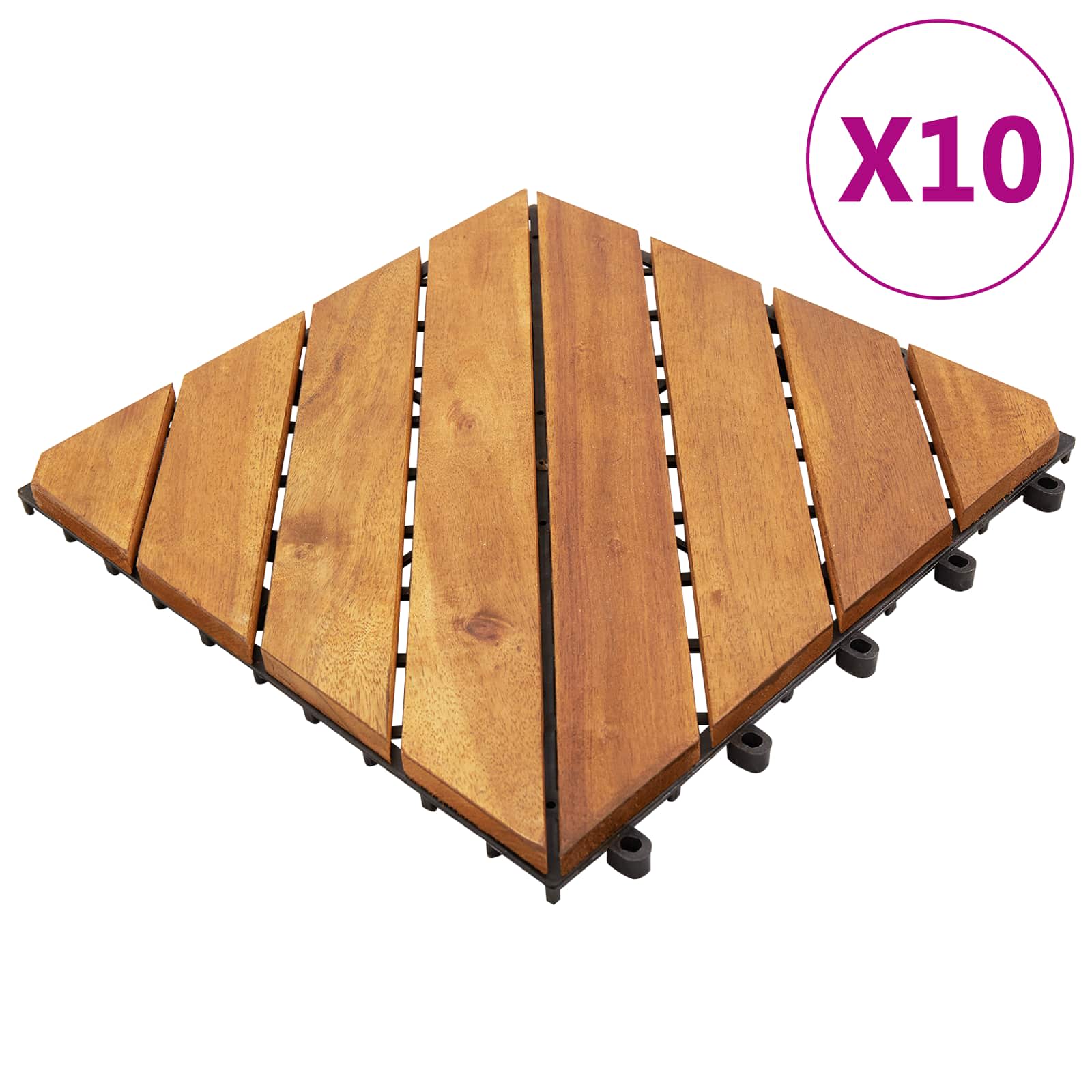 Pločice za decking 10 pcs Smeđa 30 x 30 cm Acacijsko drvo