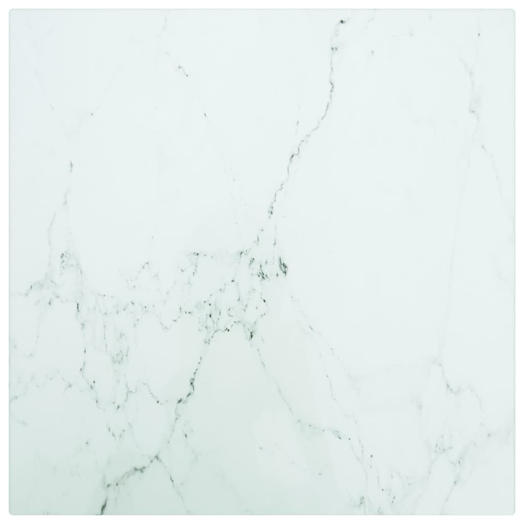 Stolna ploča bijela 30x30 cm 6 mm staklena s mramornim uzorkom