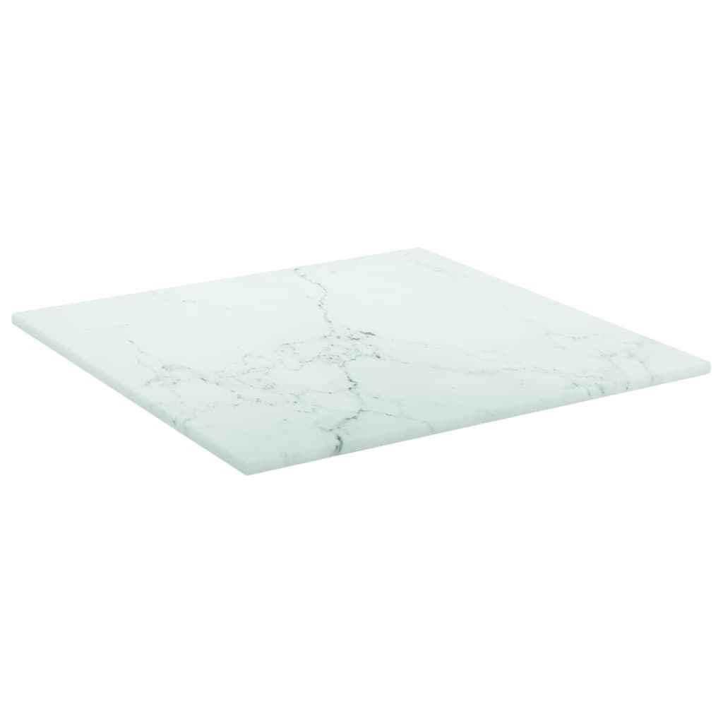 Stolna ploča bijela 30x30 cm 6 mm staklena s mramornim uzorkom