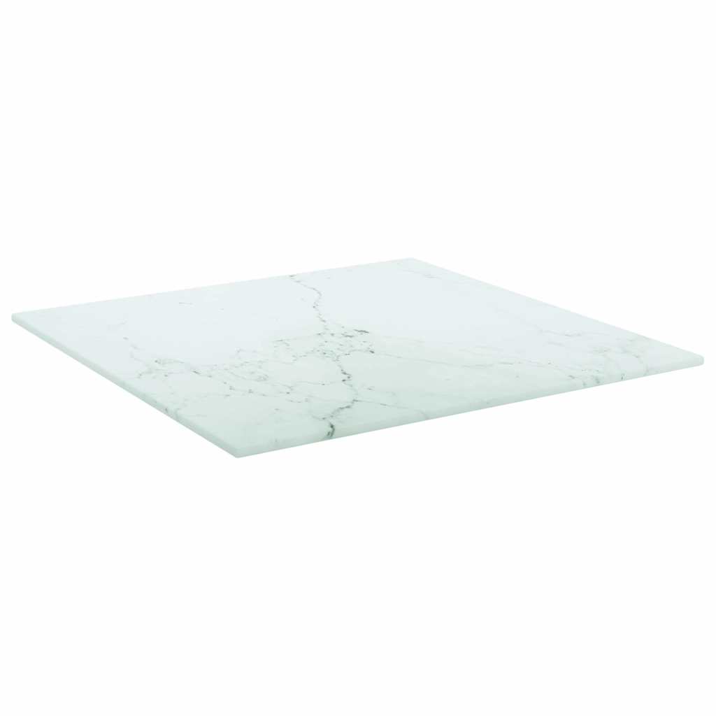 Stolna ploča bijela 40x40 cm 6 mm staklena s mramornim uzorkom