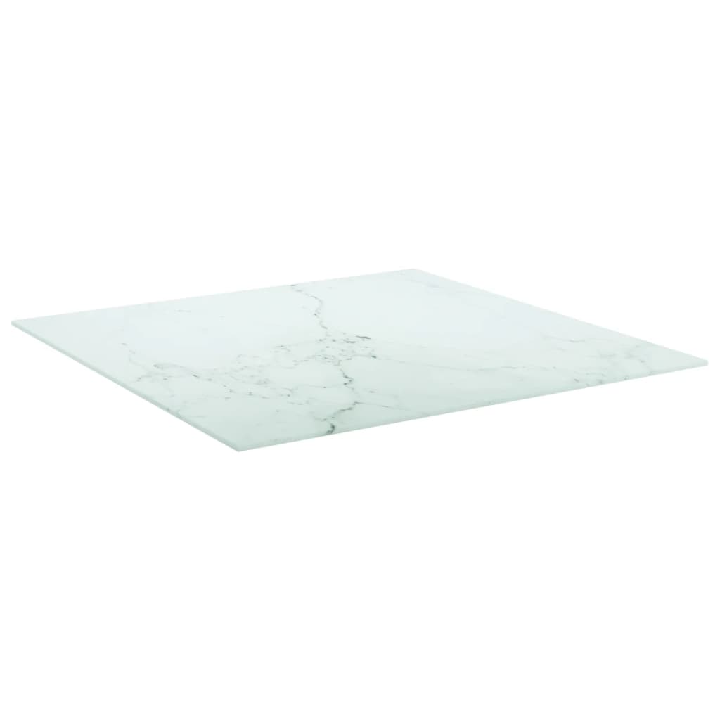 Stolna ploča bijela 70x70 cm 6 mm staklena s mramornim uzorkom