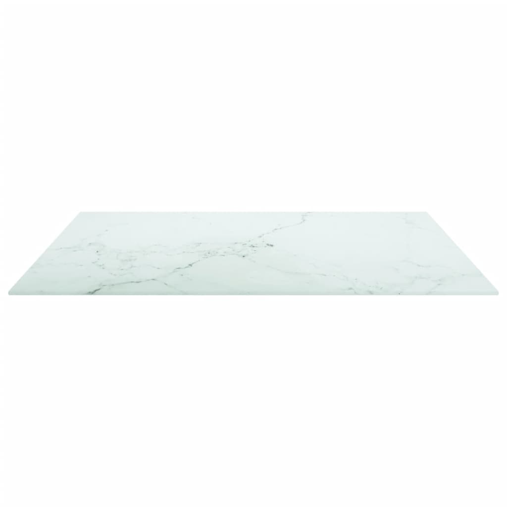 Stolna ploča bijela 80x80 cm 6 mm staklena s mramornim uzorkom