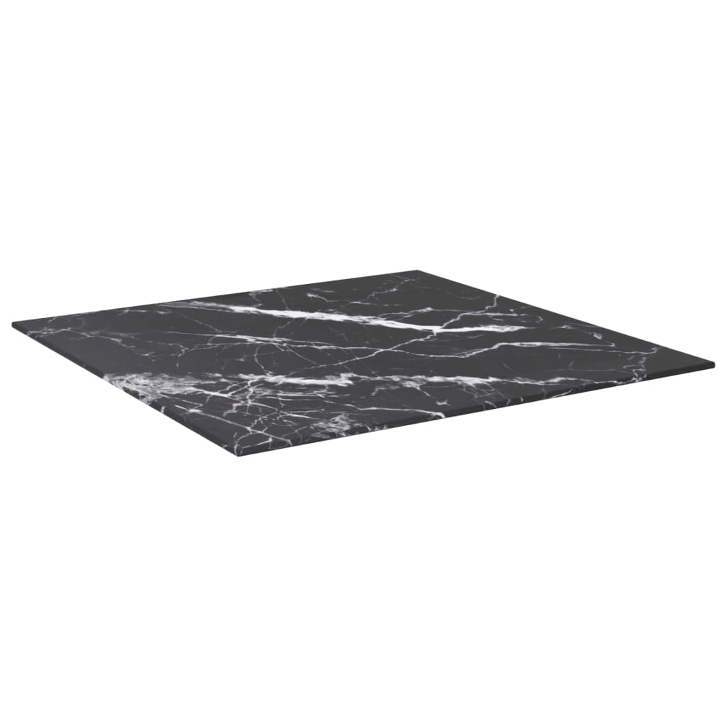 Stolna ploča crna 60 x 60 cm 6 mm staklena s mramornim uzorkom