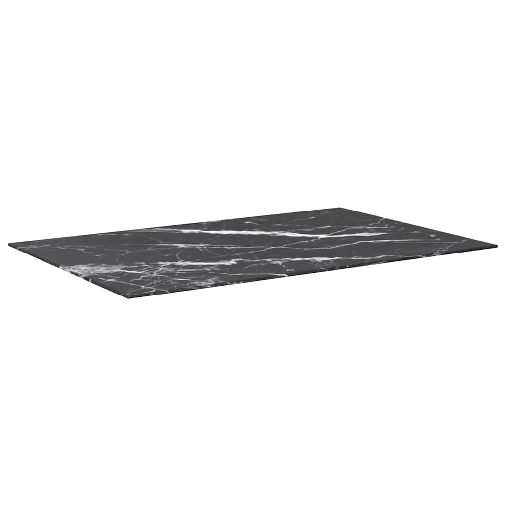 Stolna ploča crna 100 x 62 cm 8 mm staklena s mramornim uzorkom