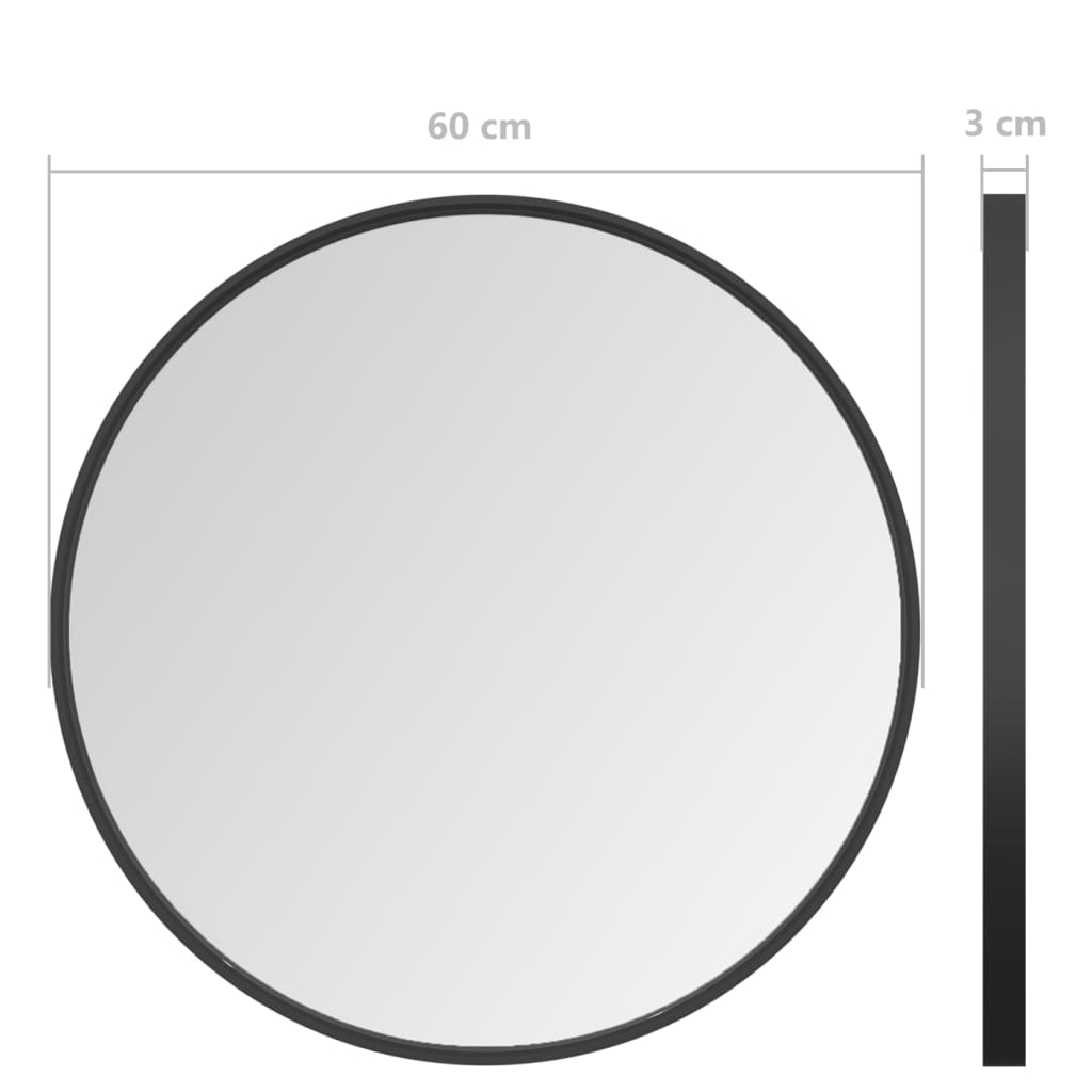Zidno ogledalo crno 60 cm