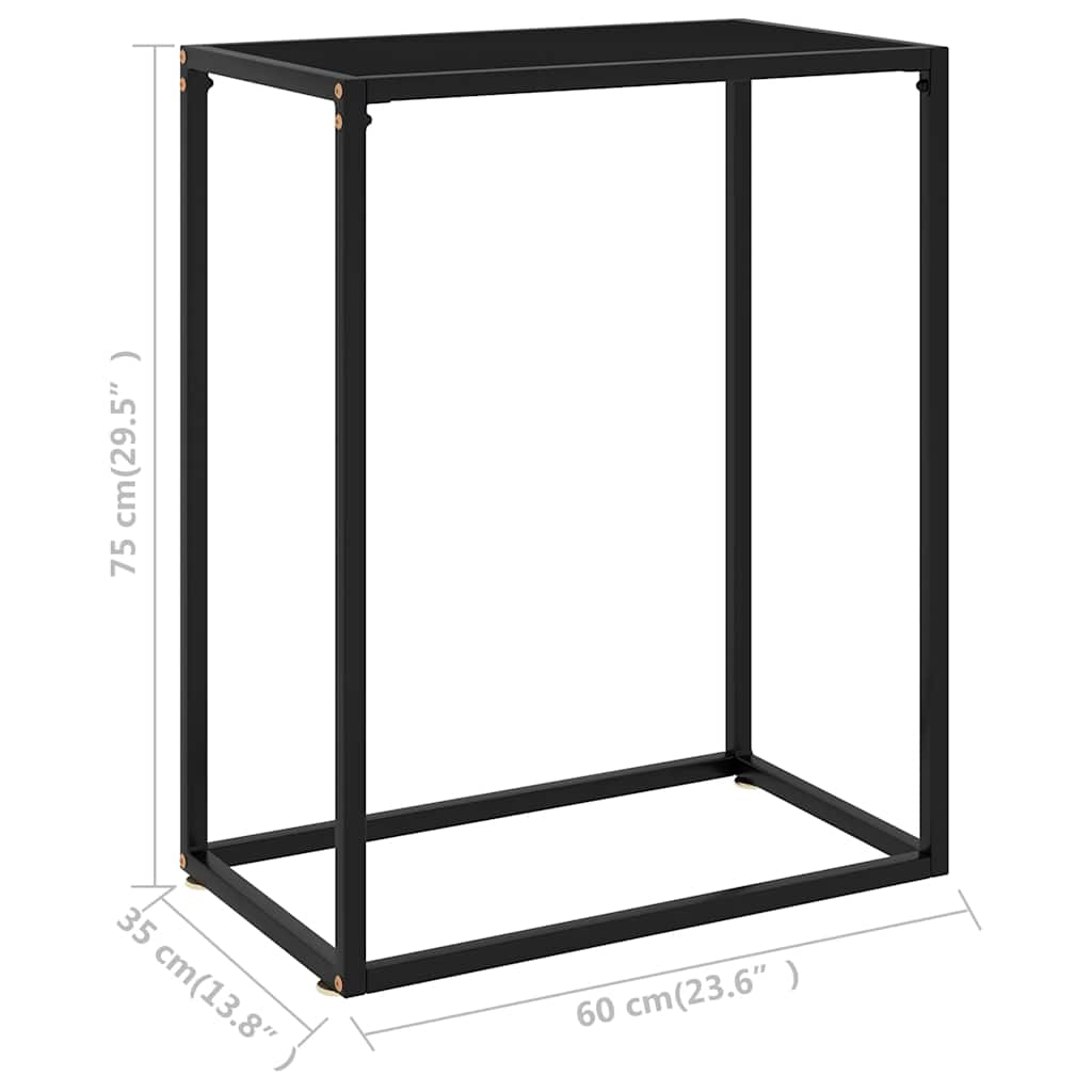 Konzolni stol crni 60 x 35 x 75 cm od kaljenog stakla