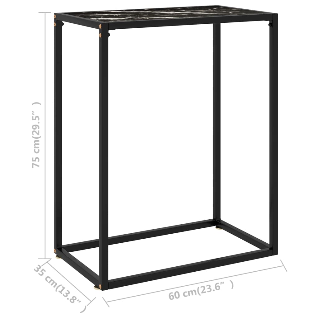 Konzolni stol crni 60 x 35 x 75 cm od kaljenog stakla