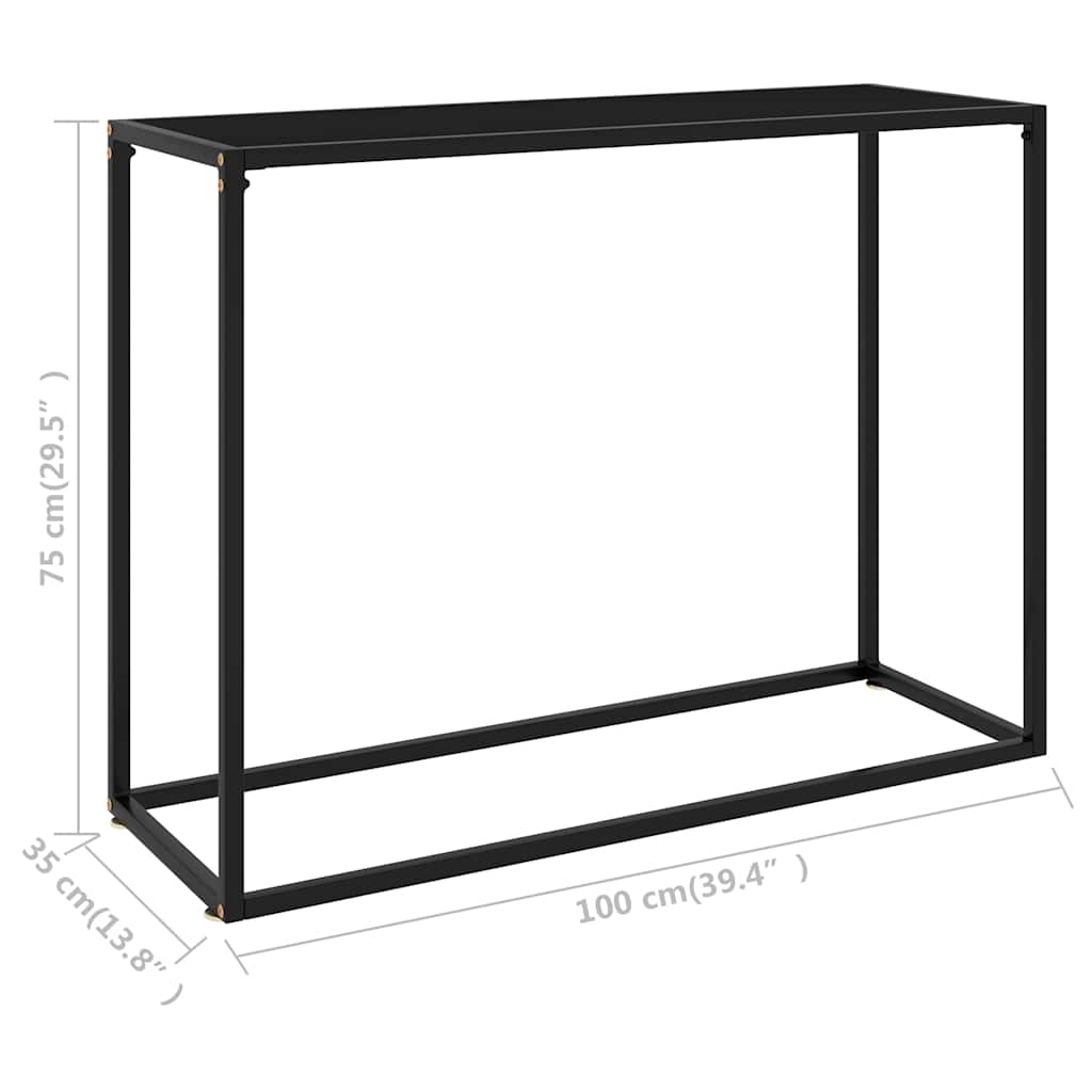 Konzolni stol crni 100 x 35 x 75 cm od kaljenog stakla