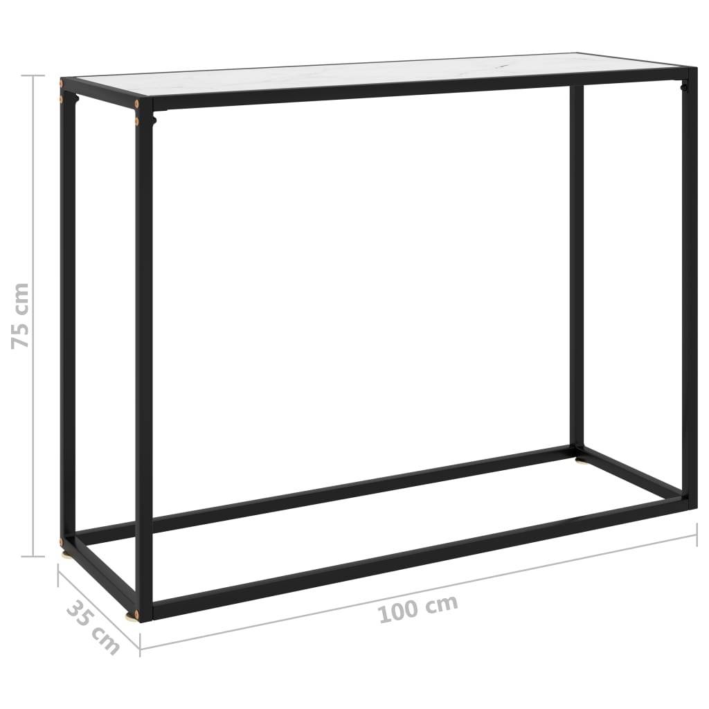 Konzolni stol bijeli 100 x 35 x 75 cm od kaljenog stakla