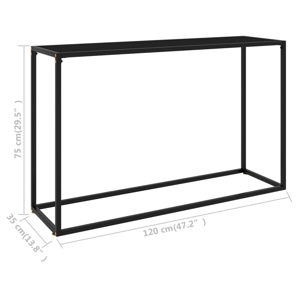 Konzolni stol crni 120 x 35 x 75 cm od kaljenog stakla