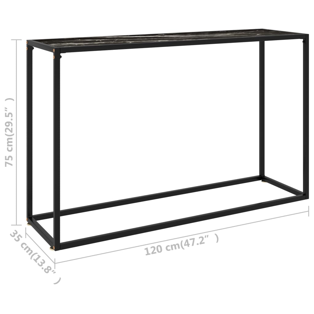 Konzolni stol crni 120 x 35 x 75 cm od kaljenog stakla