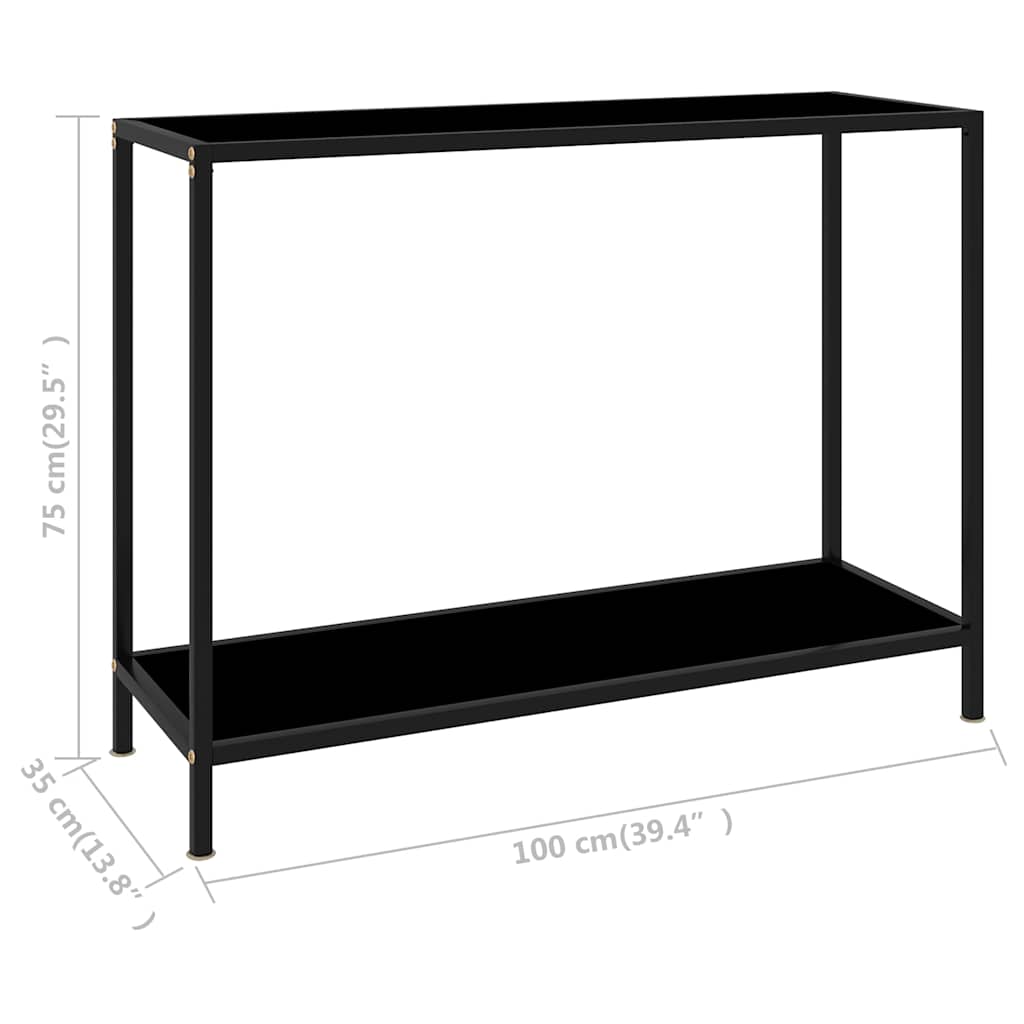 Konzolni stol crni 100 x 35 x 75 cm od kaljenog stakla