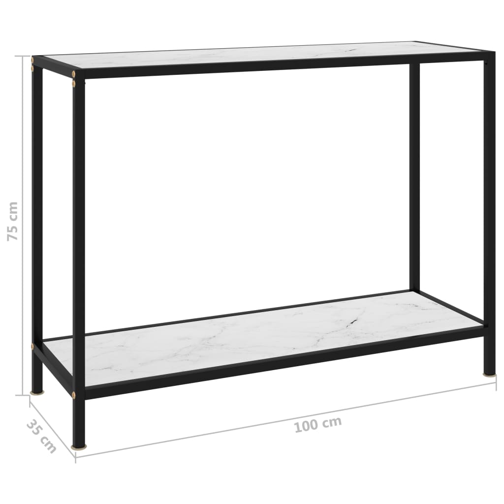 Konzolni stol bijeli 100 x 35 x 75 cm od kaljenog stakla