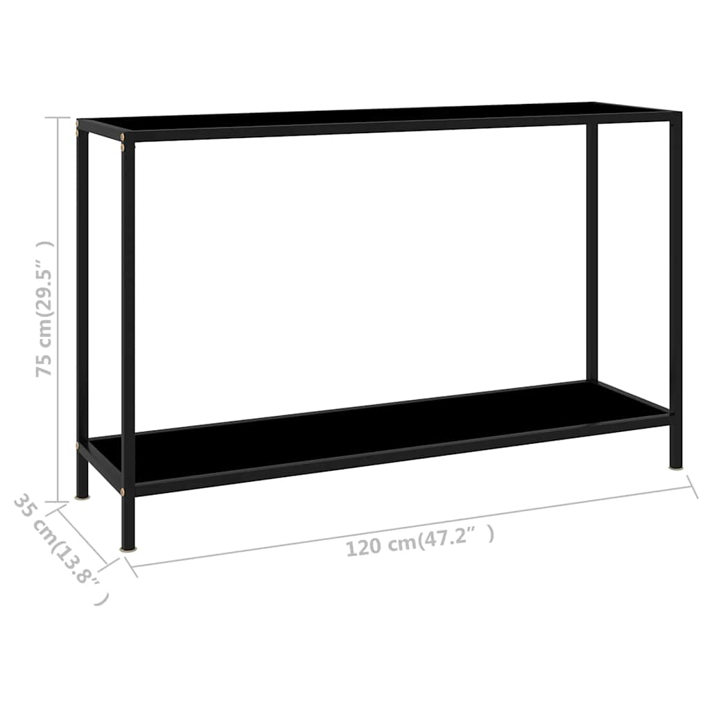 Konzolni stol crni 120 x 35 x 75 cm od kaljenog stakla