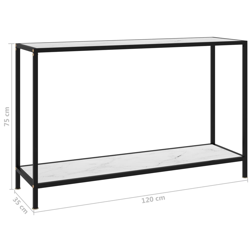 Konzolni stol bijeli 120 x 35 x 75 cm od kaljenog stakla