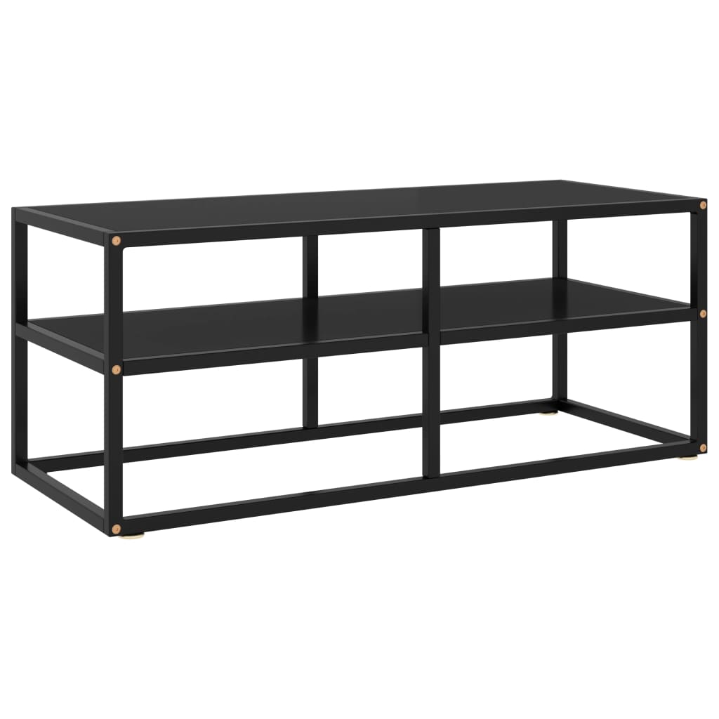 TV ormarić crni s crnim staklom 100 x 40 x 40 cm