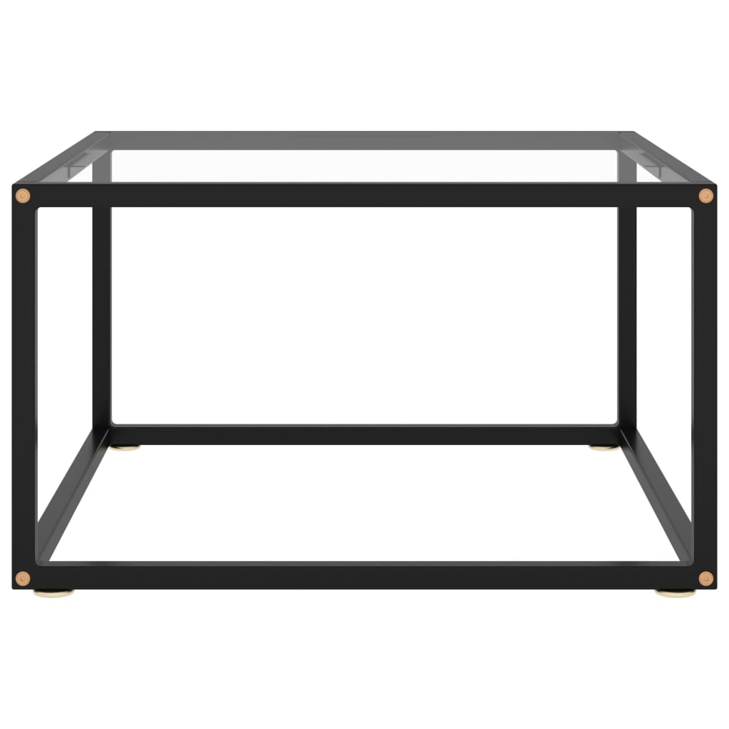 Stolić za kavu crni s kaljenim staklom 60 x 60 x 35 cm