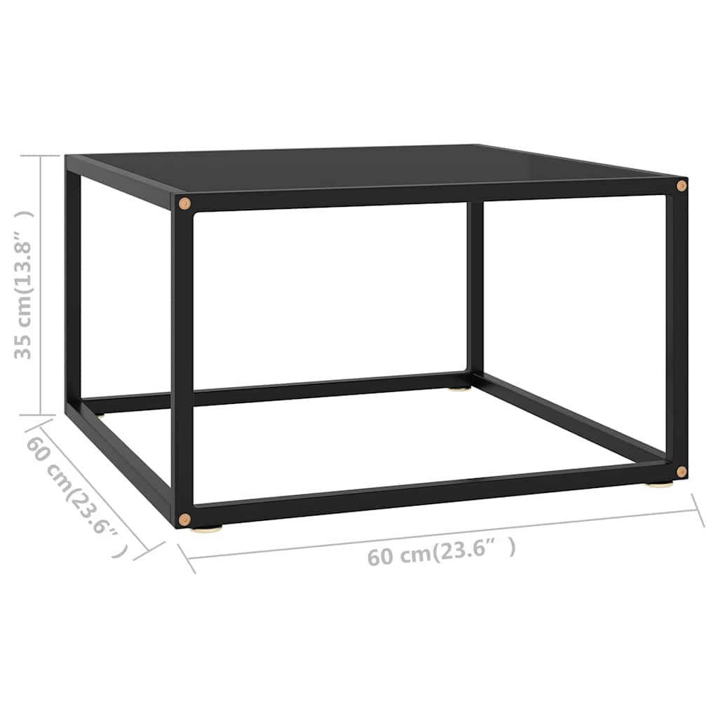 Stolić za kavu crni s crnim staklom 60 x 60 x 35 cm