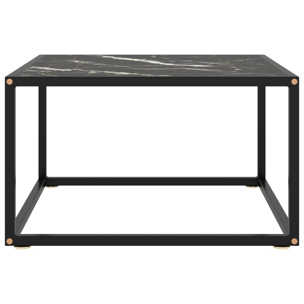 Stolić za kavu crni s crnim mramornim staklom 60 x 60 x 35 cm