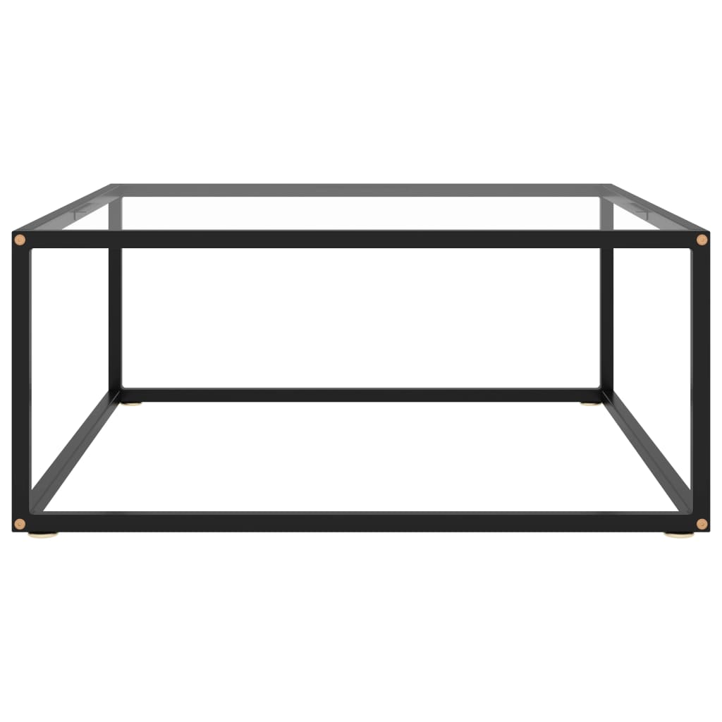 Stolić za kavu crni s kaljenim staklom 80 x 80 x 35 cm
