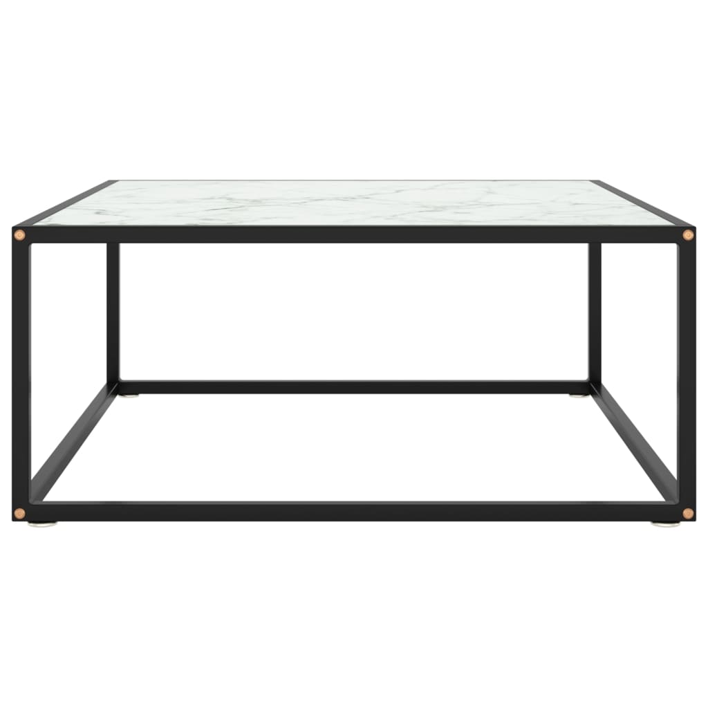Stolić za kavu crni s bijelim mramornim staklom 80 x 80 x 35 cm