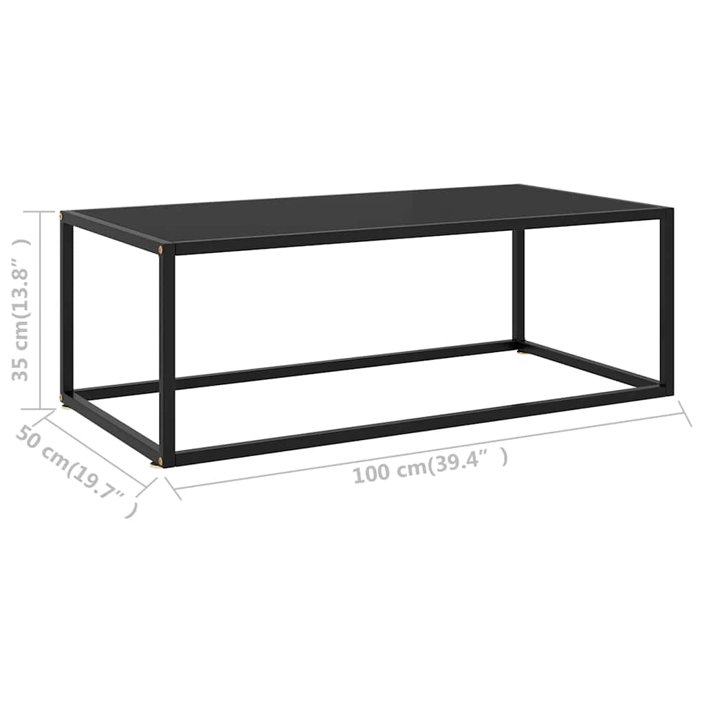 Stolić za kavu crni s crnim staklom 100 x 50 x 35 cm