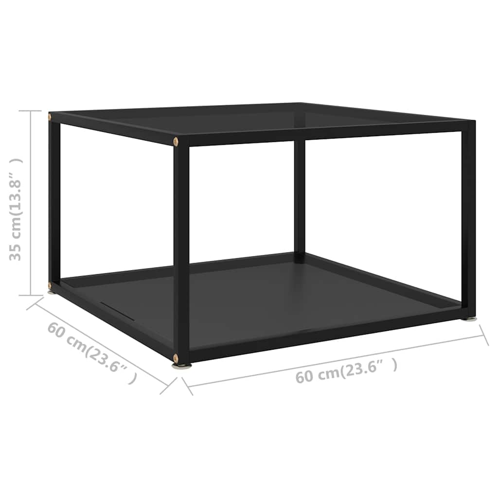 Stolić za kavu crni 60 x 60 x 35 cm od kaljenog stakla