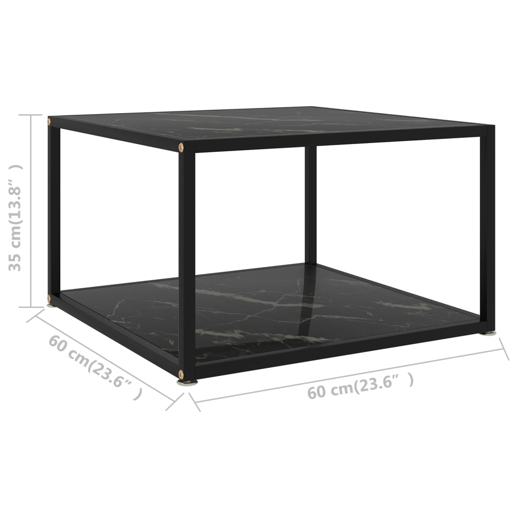 Stolić za kavu crni 60 x 60 x 35 cm od kaljenog stakla