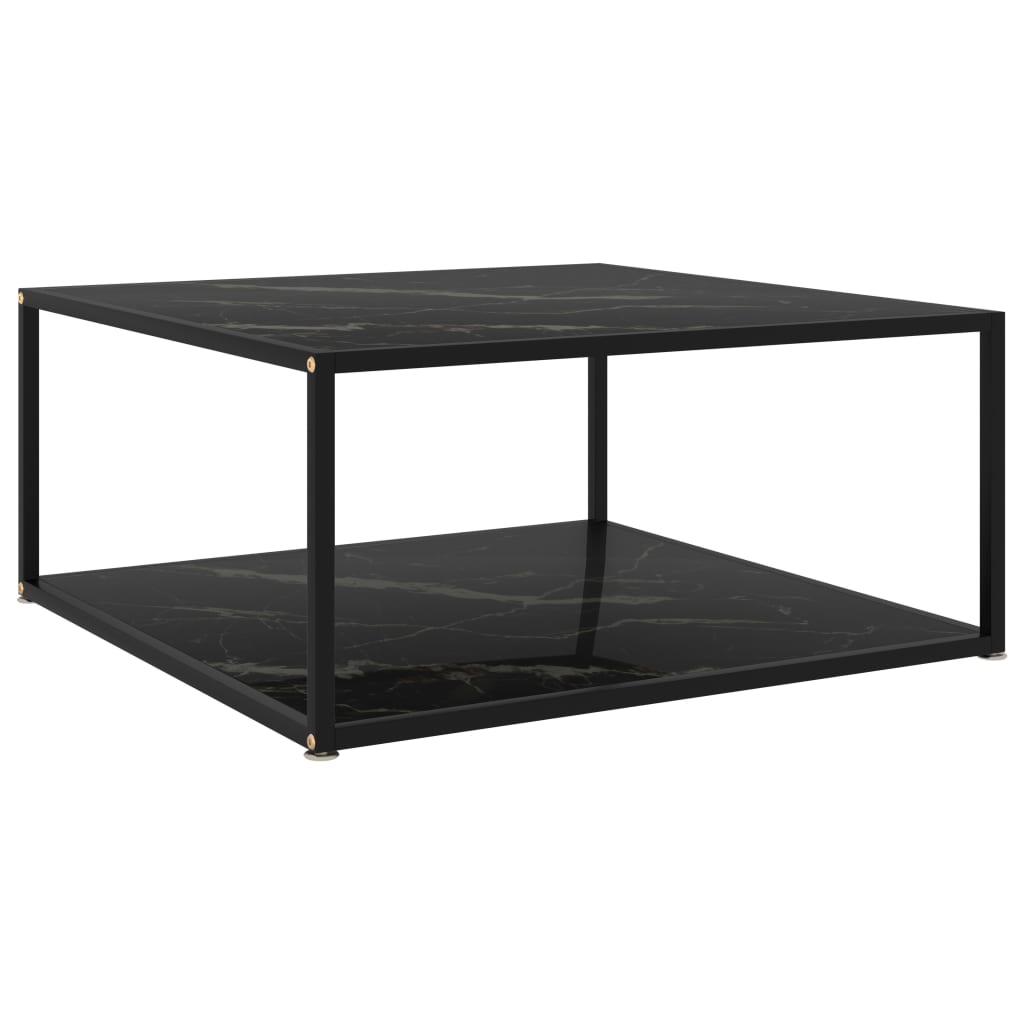 Stolić za kavu crni 80 x 80 x 35 cm od kaljenog stakla