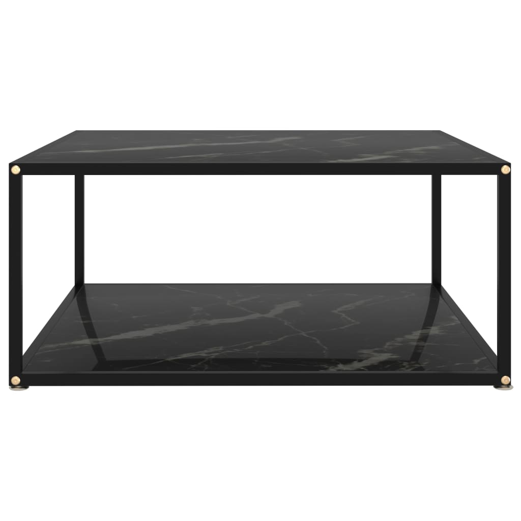 Stolić za kavu crni 80 x 80 x 35 cm od kaljenog stakla