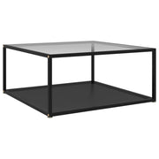 Stolić za kavu prozirni i crni 80 x 80 x 35 cm kaljeno staklo