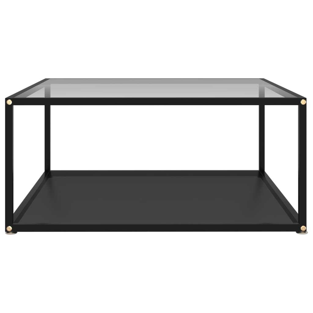 Stolić za kavu prozirni i crni 80 x 80 x 35 cm kaljeno staklo