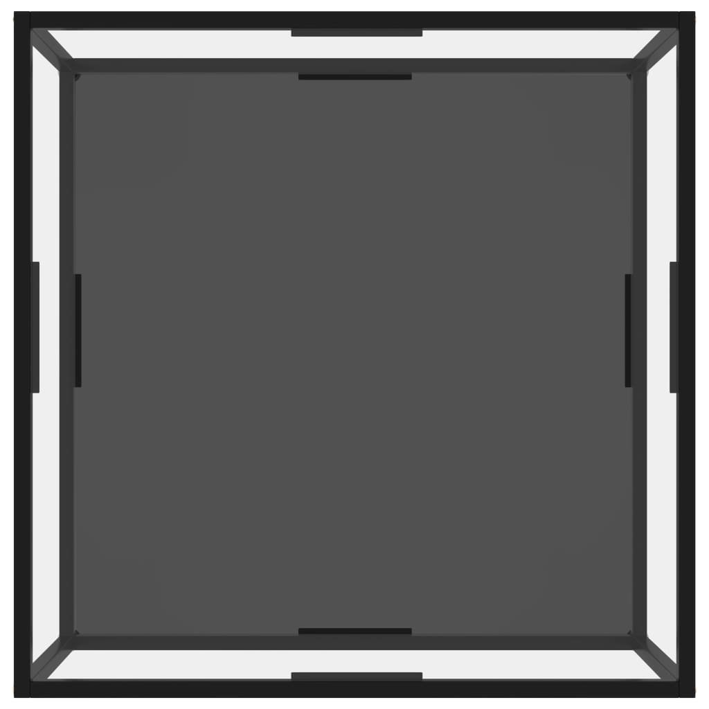 Stolić za kavu prozirni i crni 80 x 80 x 35 cm kaljeno staklo