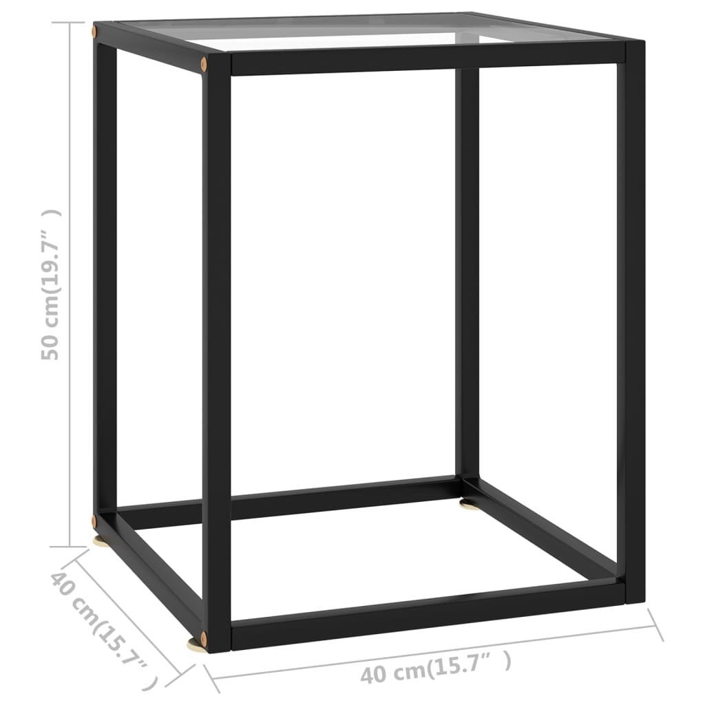 Stolić za kavu crni s kaljenim staklom 40 x 40 x 50 cm