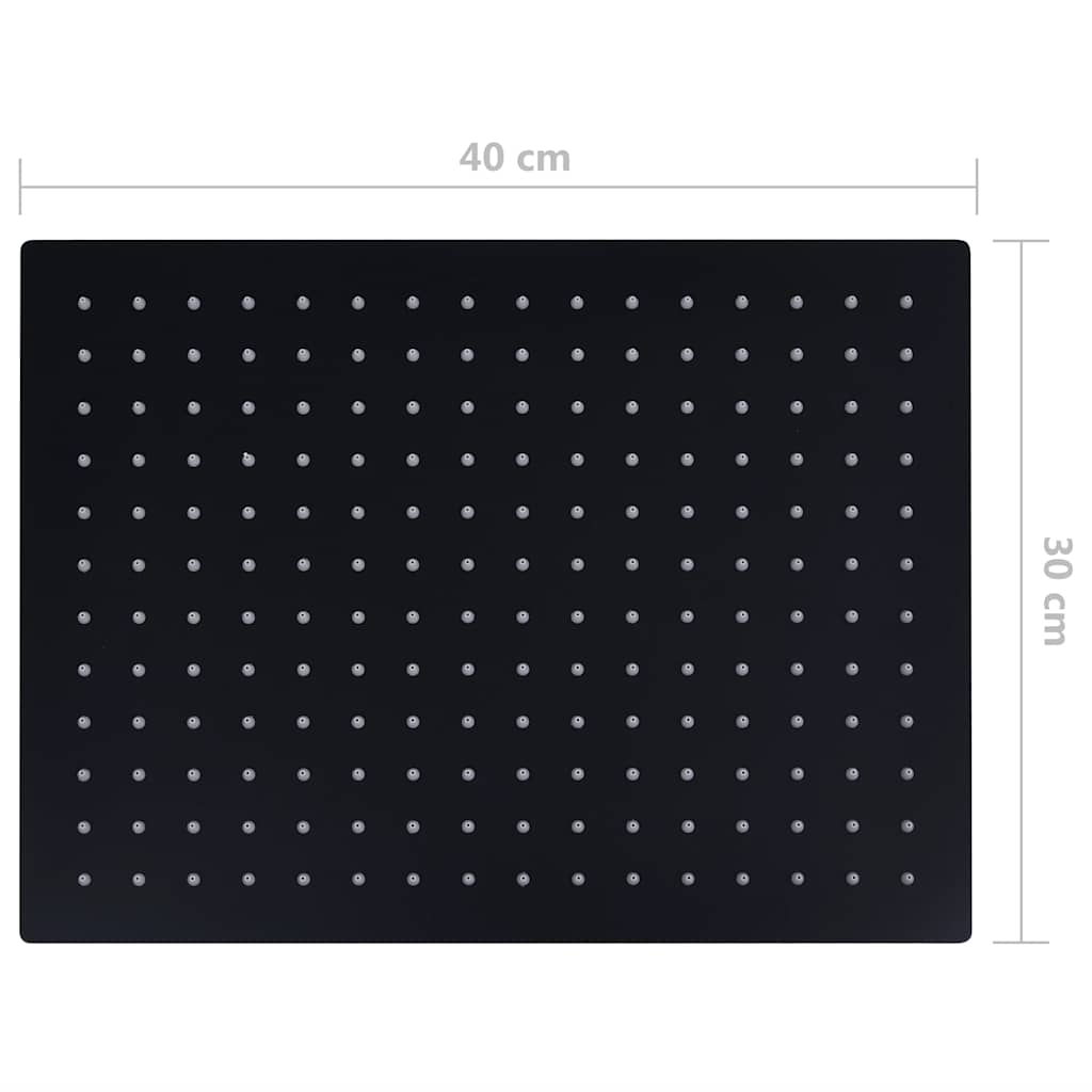 Glava za tuš od nehrđajućeg čelika 40 x 30 cm pravokutna crna