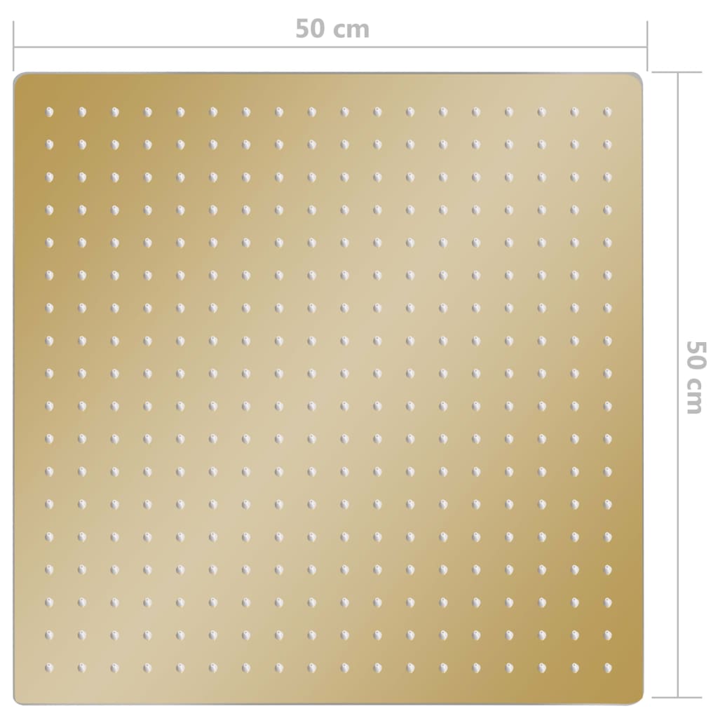 Glava za tuš od nehrđajućeg čelika 50 x 50 cm četvrtasta zlatna