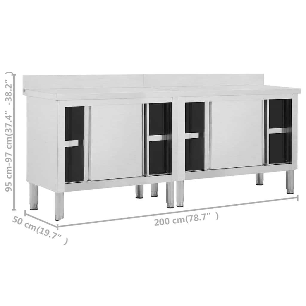Radni stolovi s kliznim vratima 2 kom 200x50x(95-97)cm cm čelik