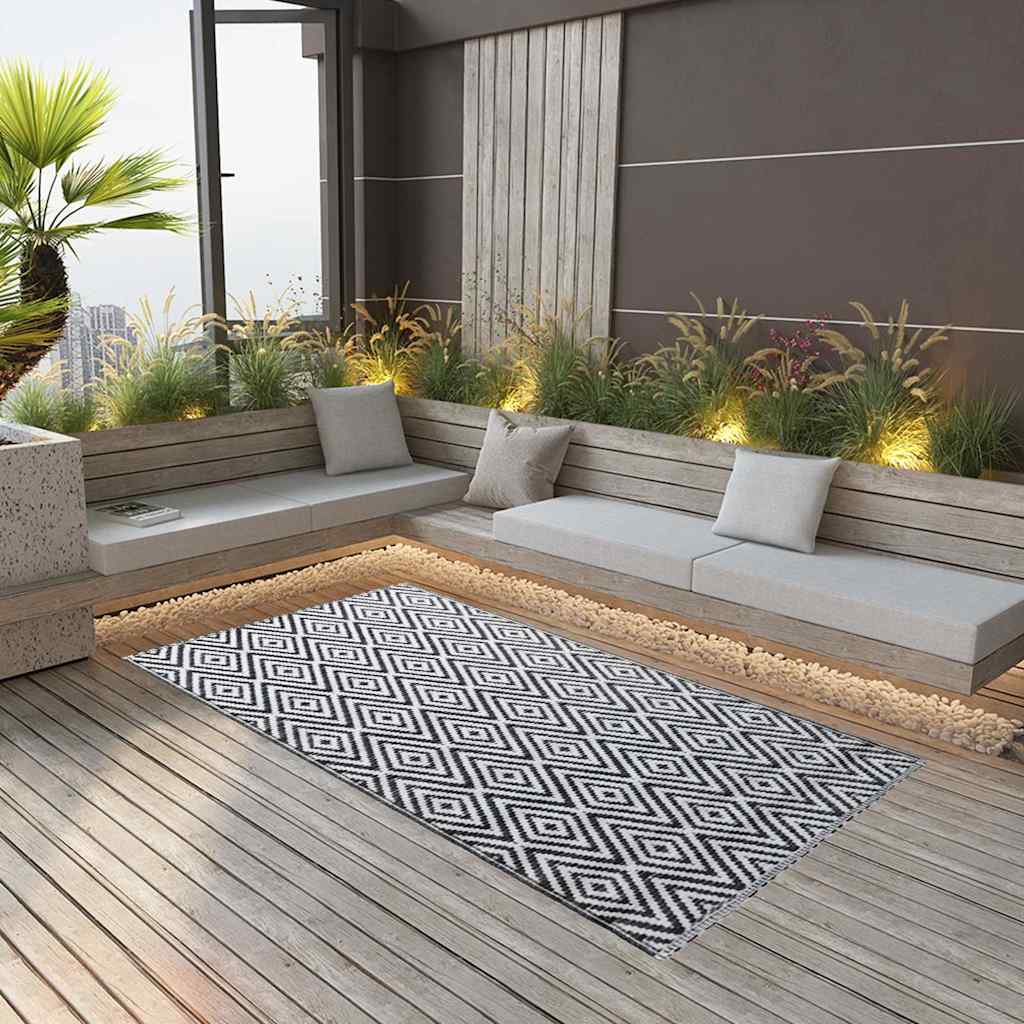Vanjski tepih ARAKIL bijelo-crni 120 x 180 cm PP Bijela
