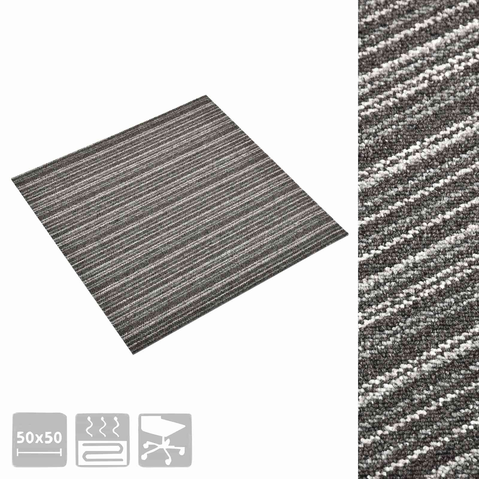 Tepih 20 pcs Prugasta antracit 50 x 50 cm 100% Polipropilen