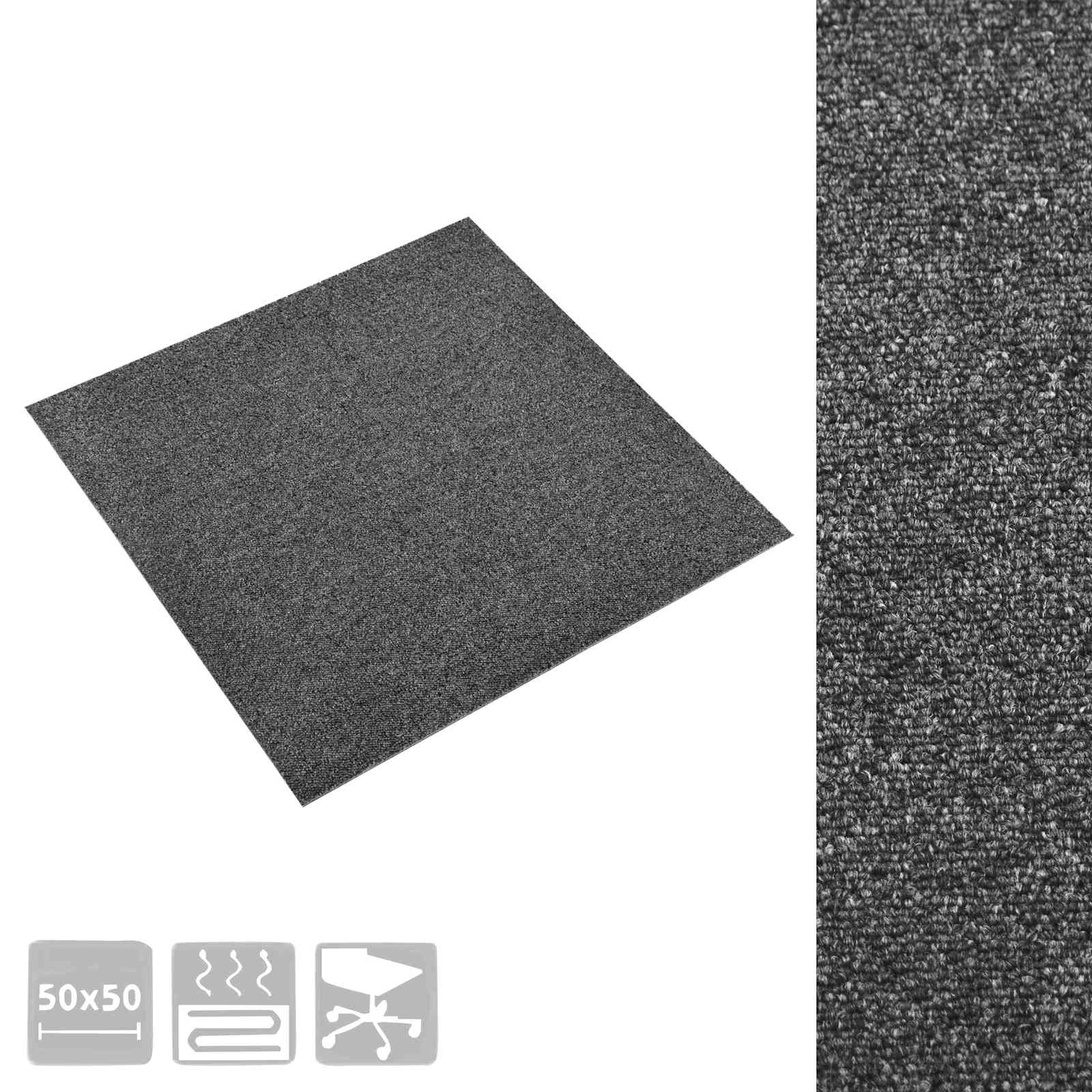 Tepih 20 pcs Antracit 50 x 50 cm 100% Polipropilen